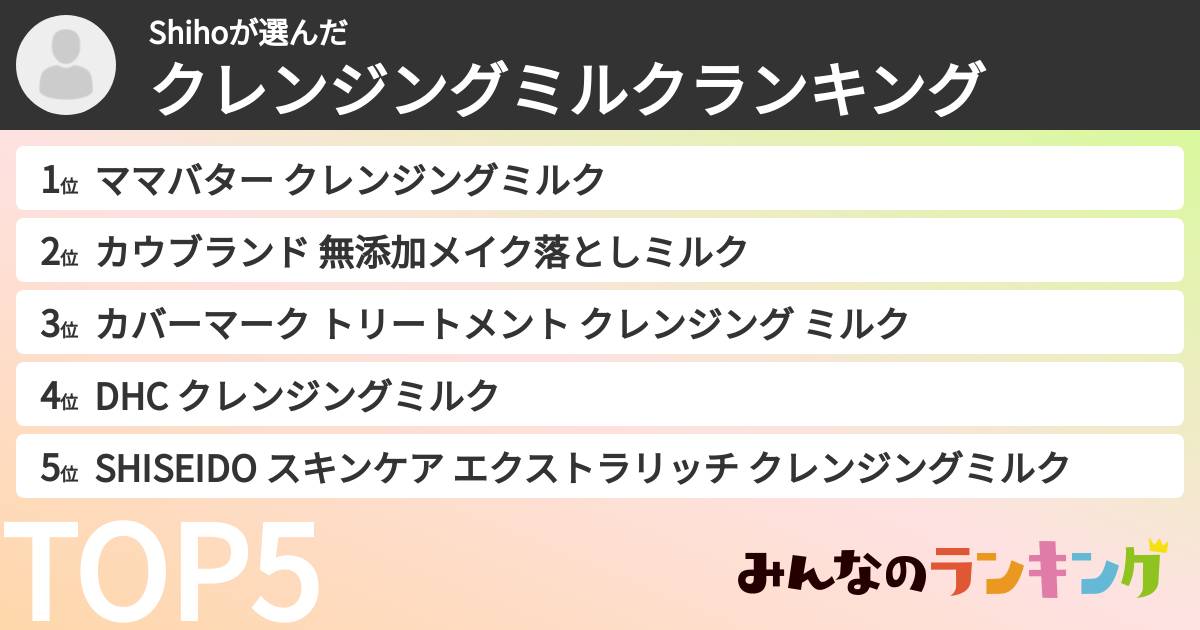 Shihoさんの「クレンジングミルクランキング」