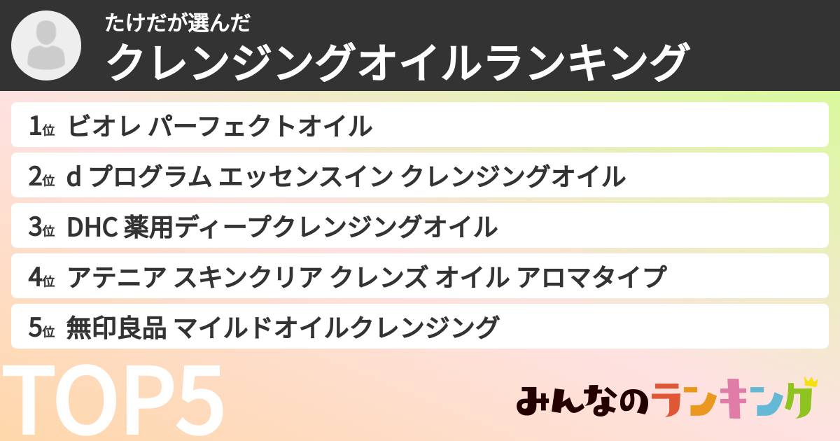 たけださんの「クレンジングオイルランキング」