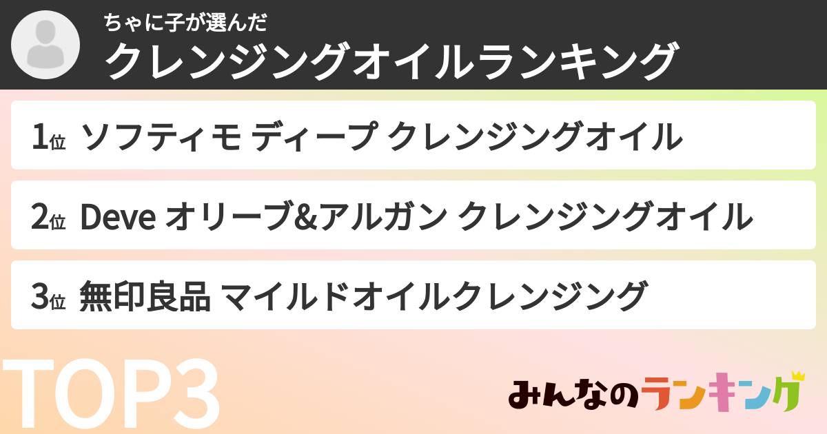 ちゃに子さんの「クレンジングオイルランキング」