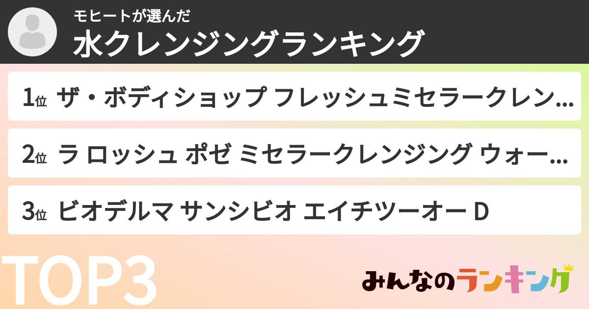 モヒートさんの「水クレンジングランキング」