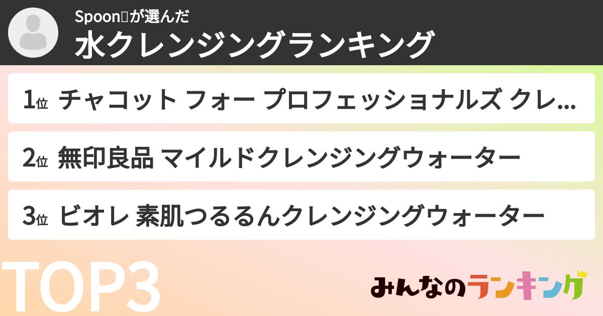 Spoon🥄さんの「水クレンジングランキング」