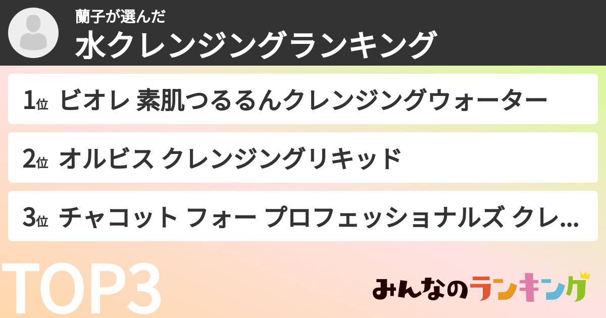 蘭子さんの「水クレンジングランキング」