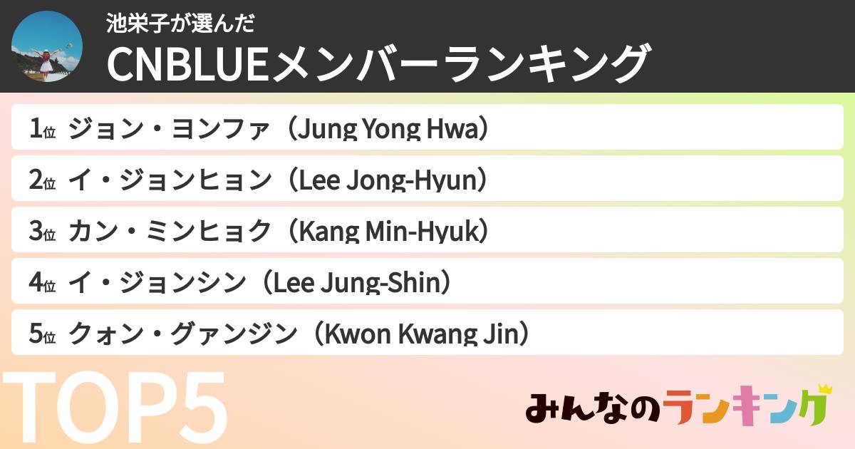 池栄子さんの「CNBLUEメンバーランキング」