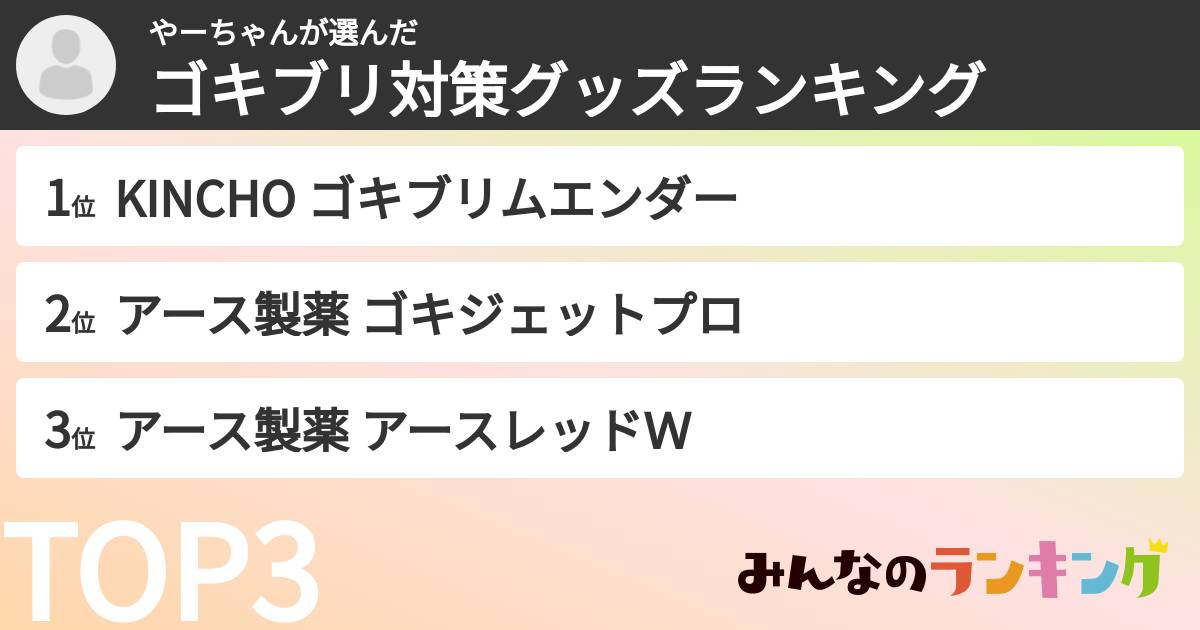 やーちゃんさんの「ゴキブリ対策グッズランキング」