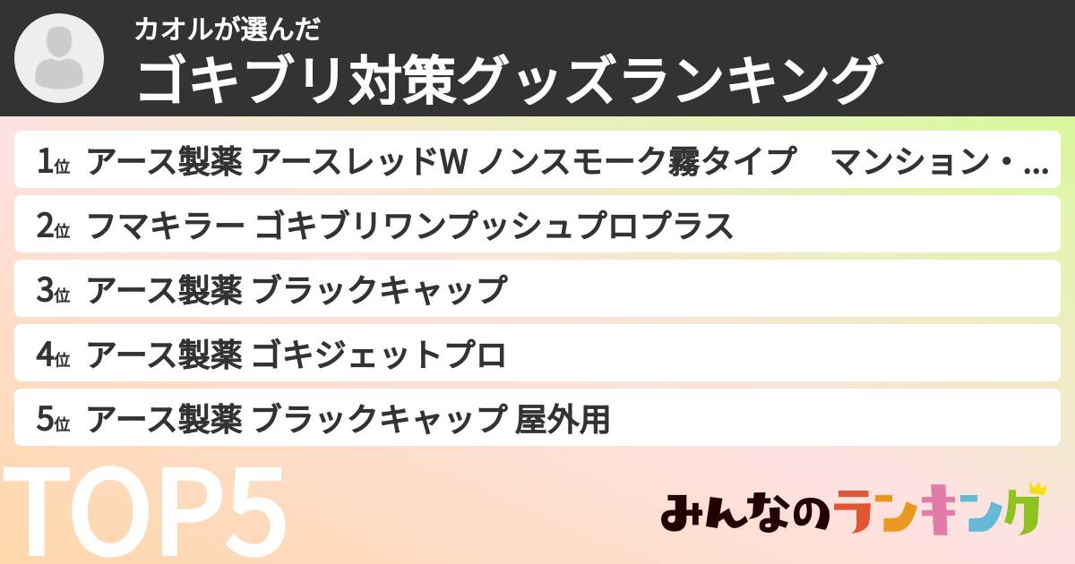 カオルさんの「ゴキブリ対策グッズランキング」
