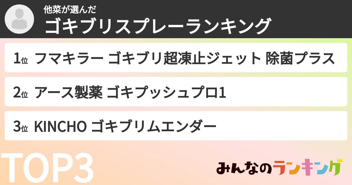 他菜さんの「ゴキブリスプレーランキング」