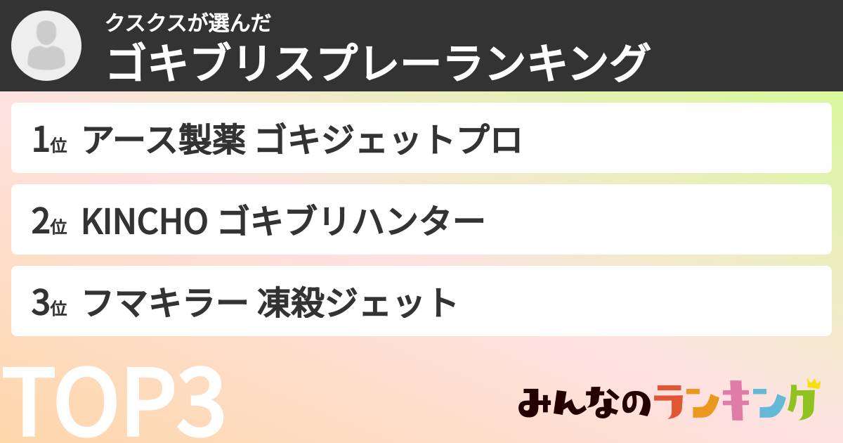 クスクスさんの「ゴキブリスプレーランキング」