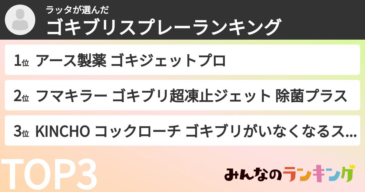 ラッタさんの「ゴキブリスプレーランキング」