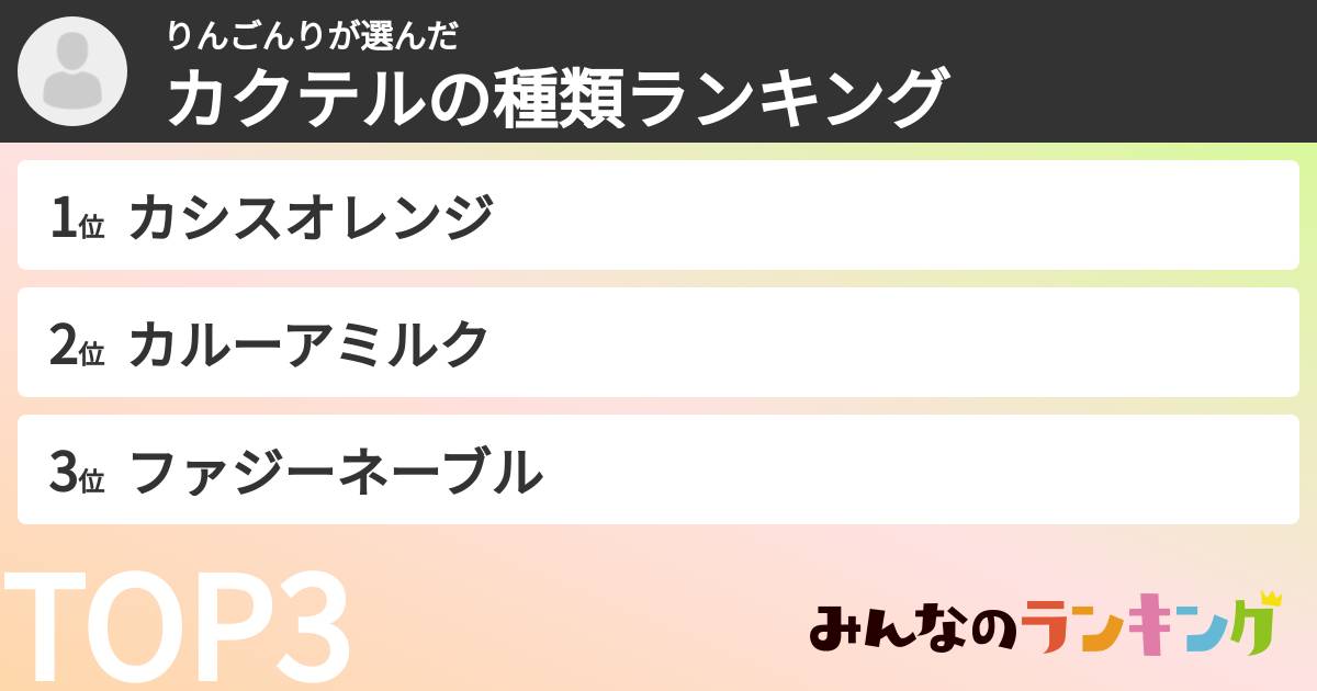 りんごんりさんの「カクテルの種類ランキング」