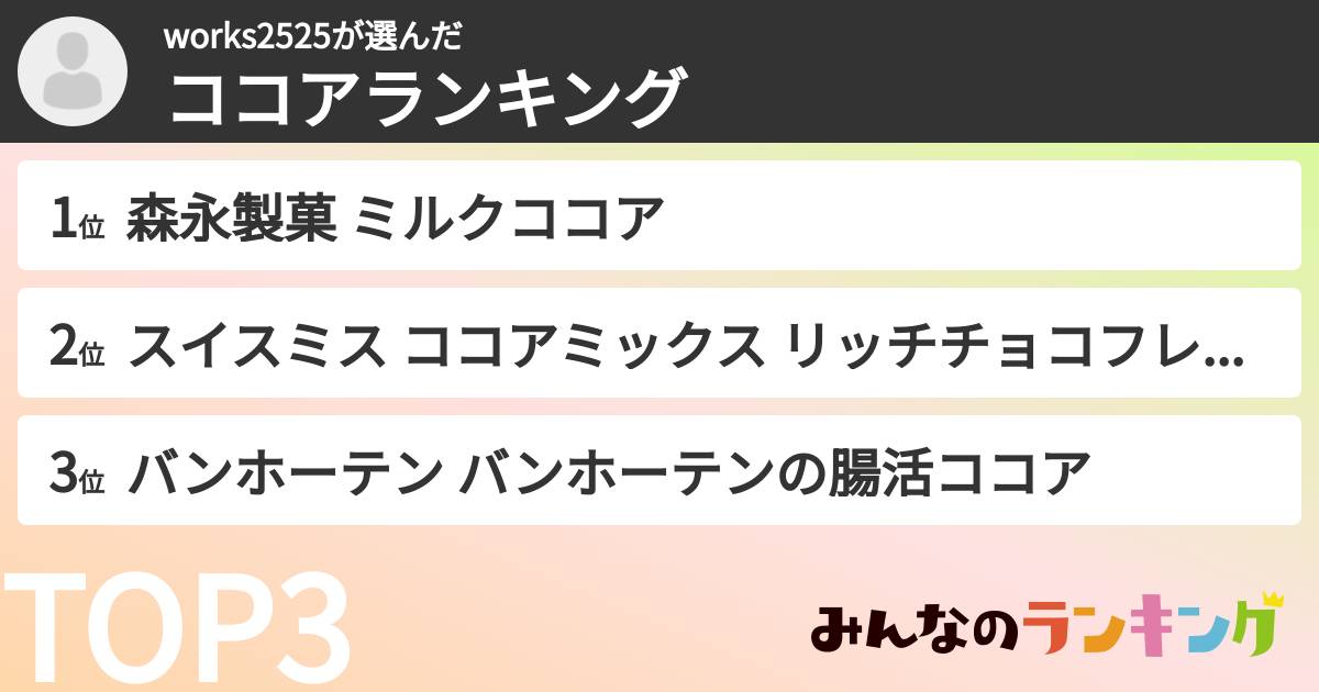 works2525さんの「ココアランキング」