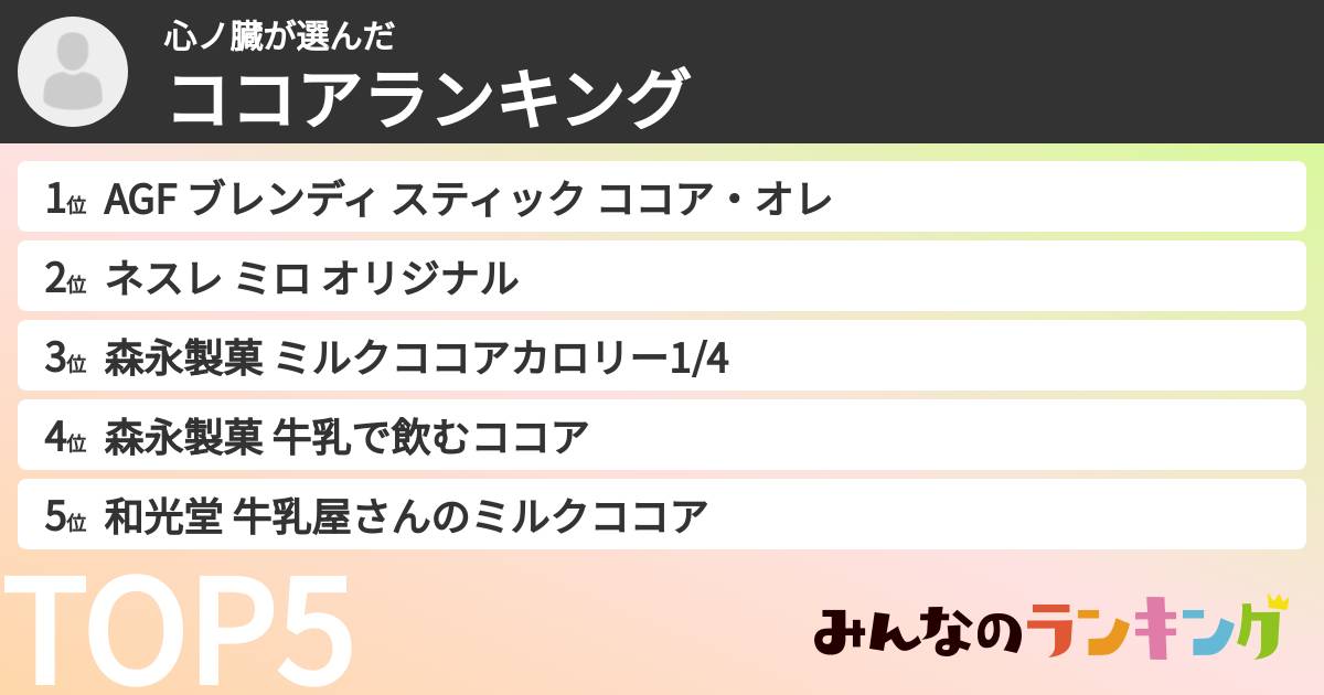 心ノ臓さんの「ココアランキング」