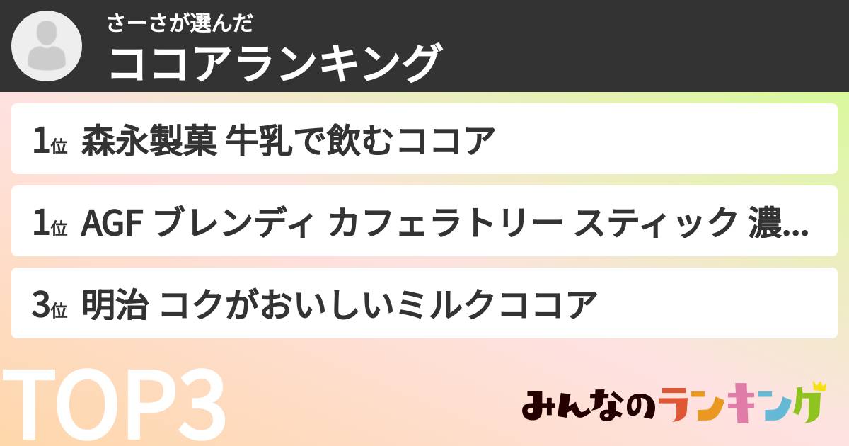 さーささんの「ココアランキング」
