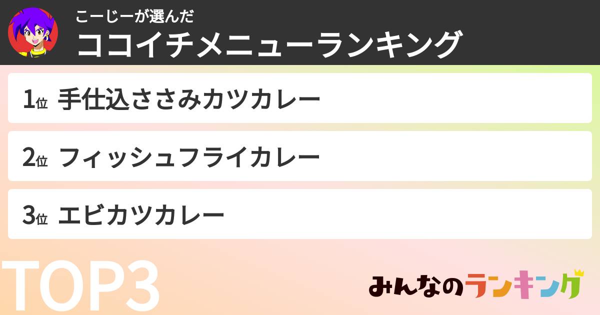 こーじーさんの「ココイチメニューランキング」