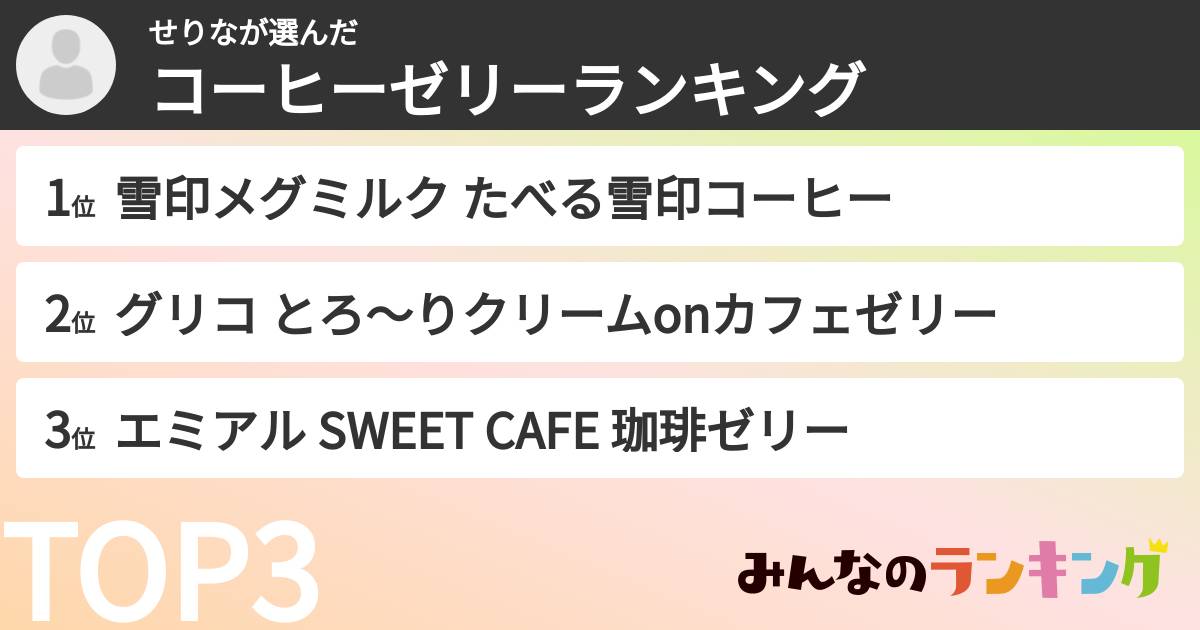 せりなさんの「コーヒーゼリーランキング」