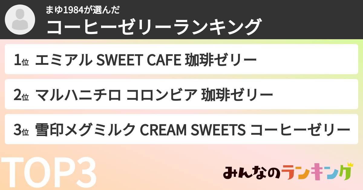 まゆ1984さんの「コーヒーゼリーランキング」
