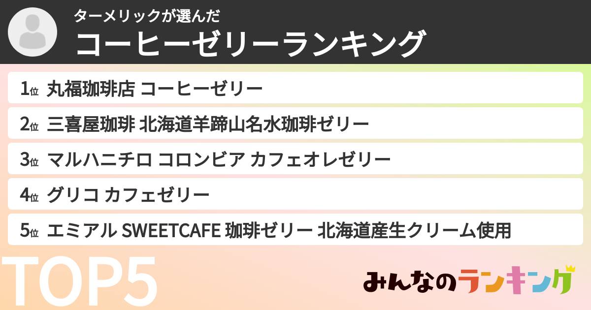 ターメリックさんの「コーヒーゼリーランキング」