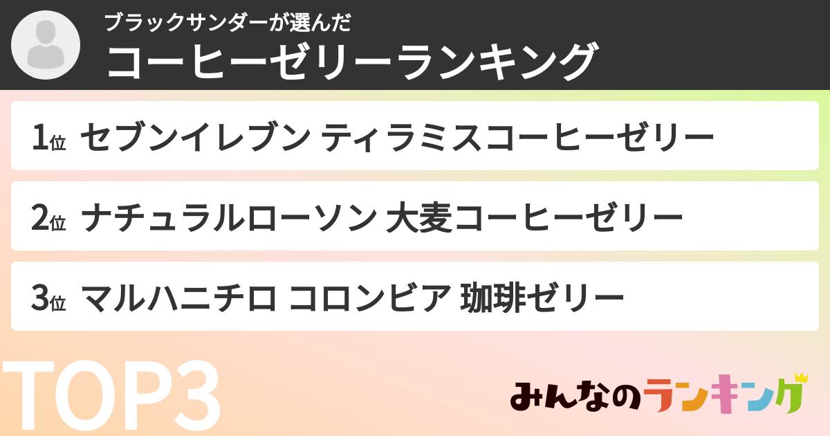ブラックサンダーさんの「コーヒーゼリーランキング」