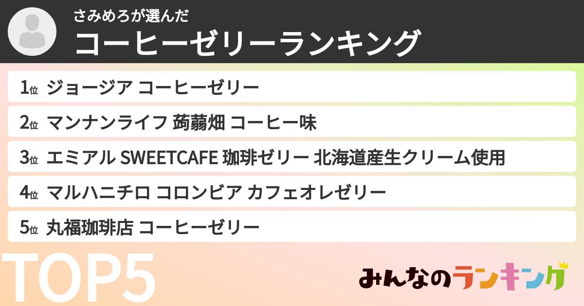 さみめろさんの「コーヒーゼリーランキング」