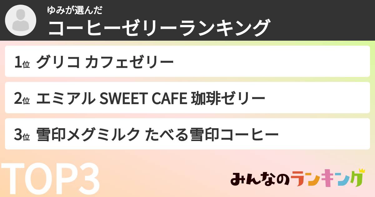 ゆみさんの「コーヒーゼリーランキング」