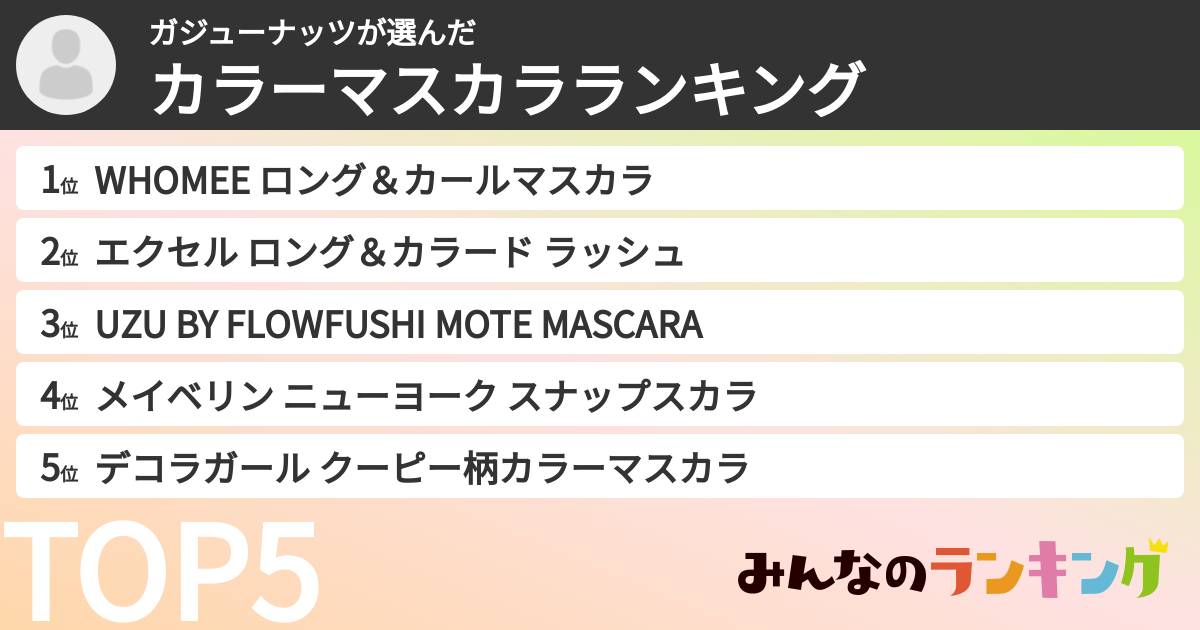 ガジューナッツさんの「カラーマスカラランキング」