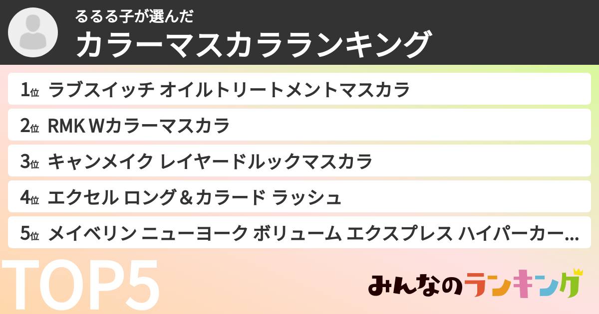 るるる子さんの「カラーマスカラランキング」