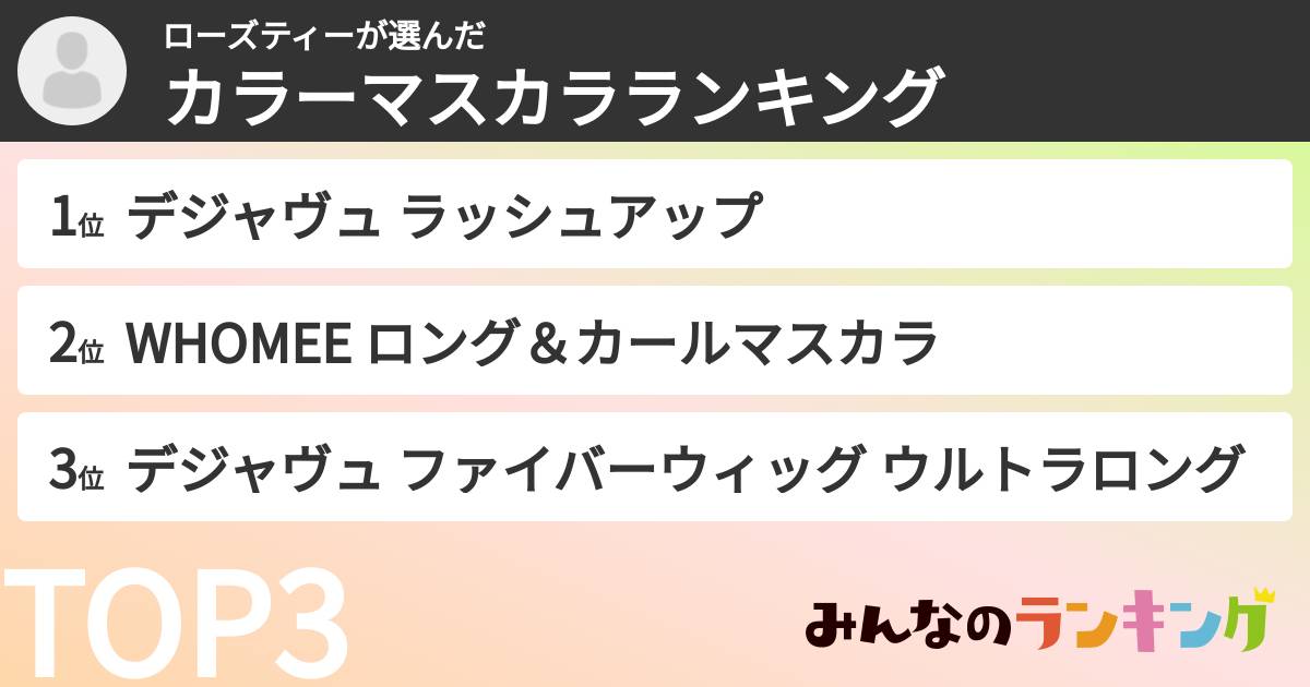 ローズティーさんの「カラーマスカラランキング」