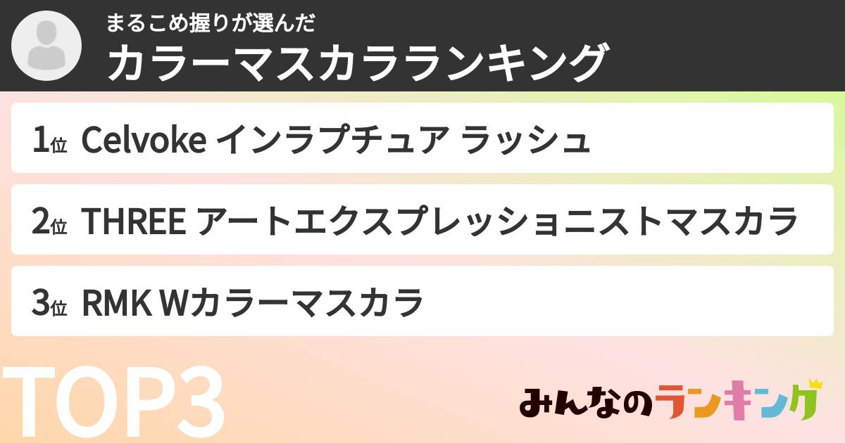 まるこめ握りさんの「カラーマスカラランキング」