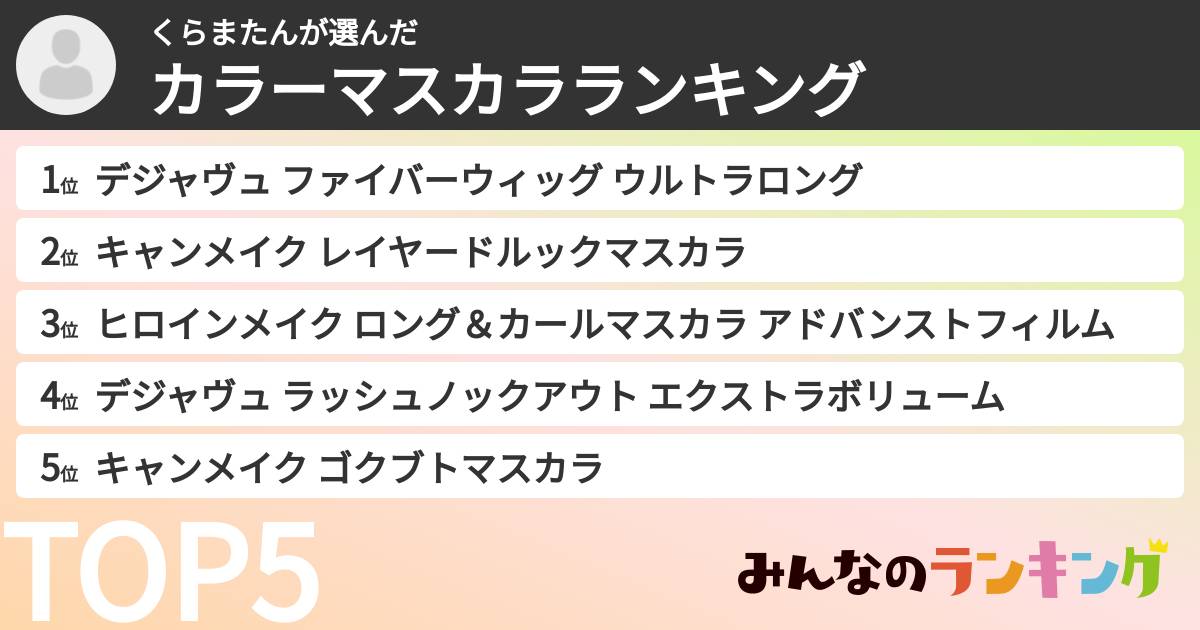くらまたんさんの「カラーマスカラランキング」