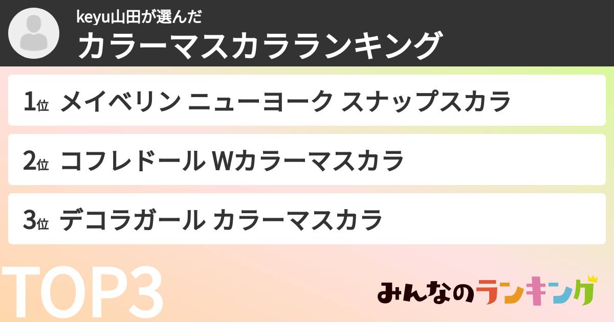 keyu山田さんの「カラーマスカラランキング」