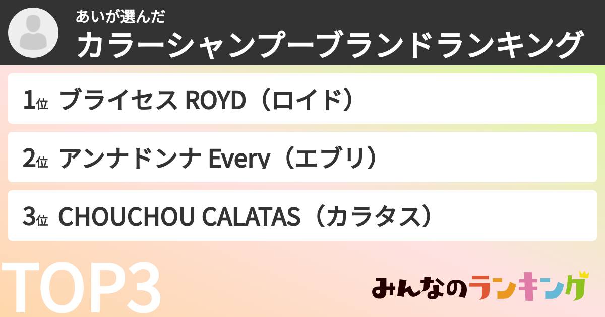 あいさんの「カラーシャンプーブランドランキング」