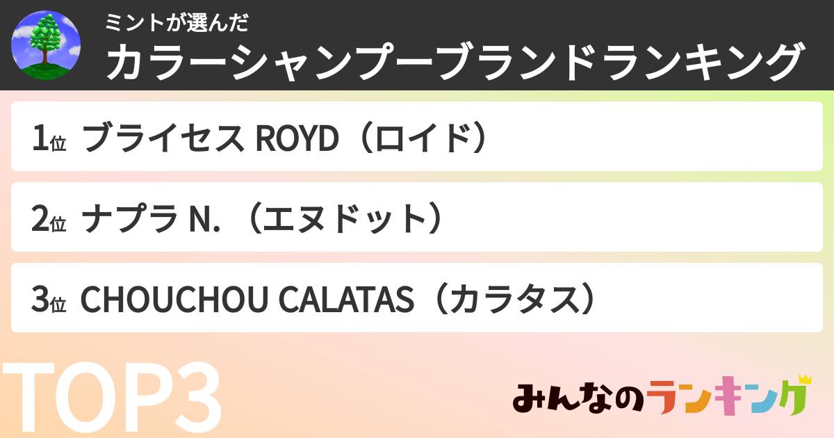 ミントさんの「カラーシャンプーブランドランキング」