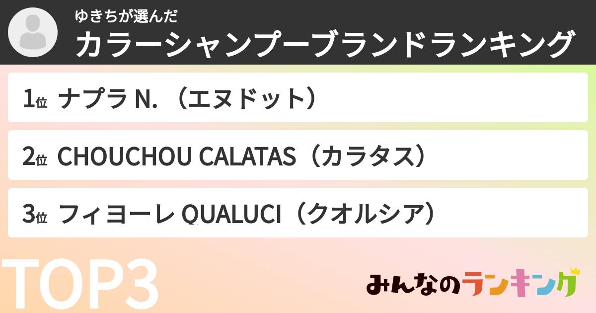 ゆきちさんの「カラーシャンプーブランドランキング」