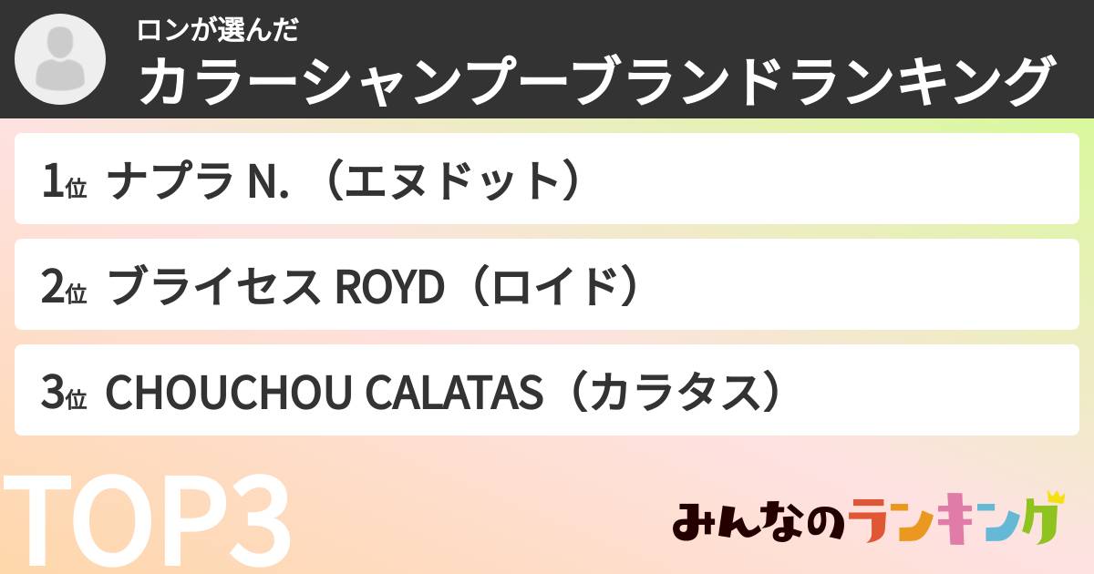 ロンさんの「カラーシャンプーブランドランキング」