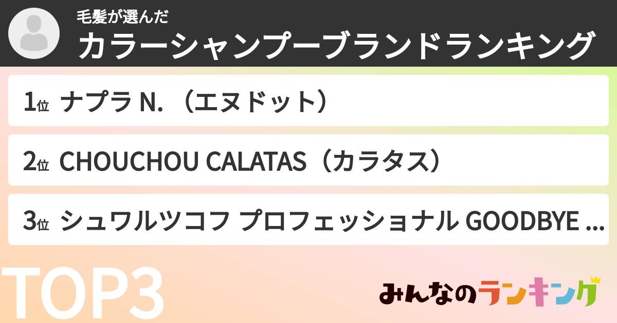 毛髪さんの「カラーシャンプーブランドランキング」