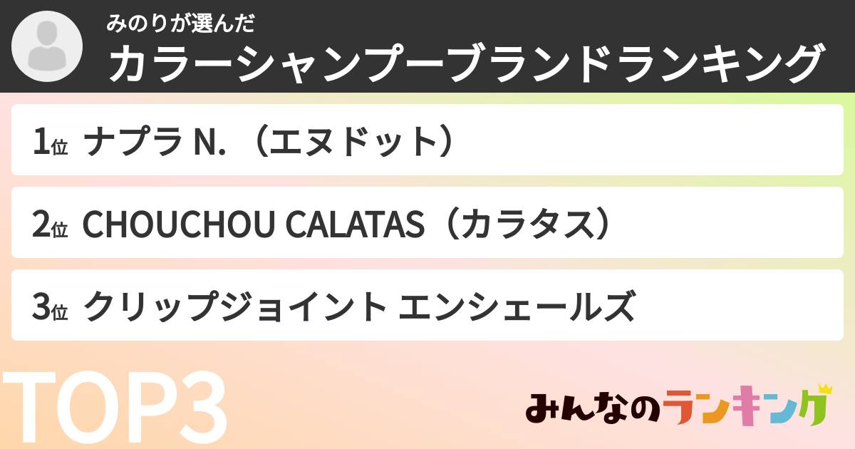 みのりさんの「カラーシャンプーブランドランキング」