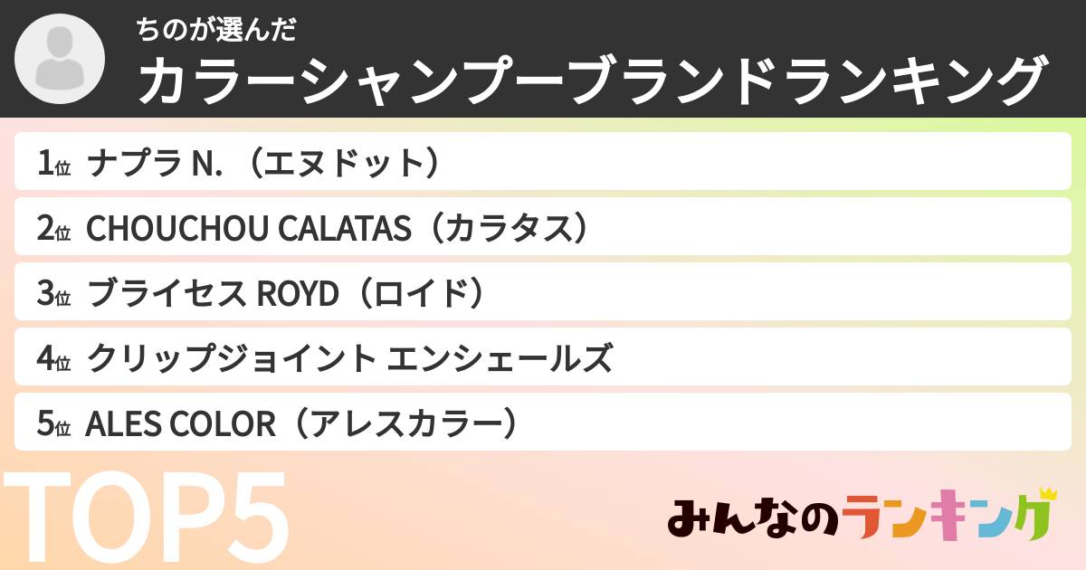 ちのさんの「カラーシャンプーブランドランキング」