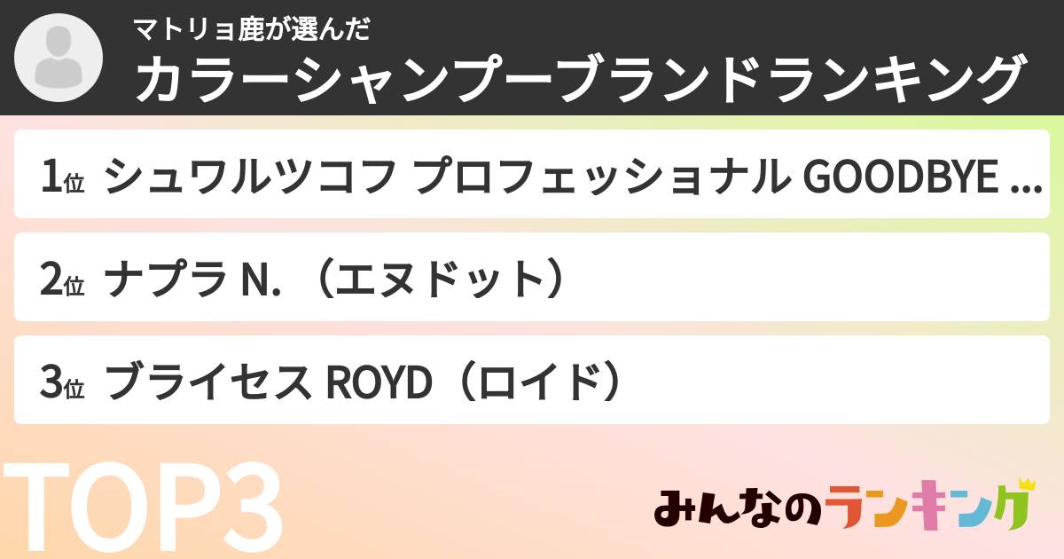 マトリョ鹿さんの「カラーシャンプーブランドランキング」