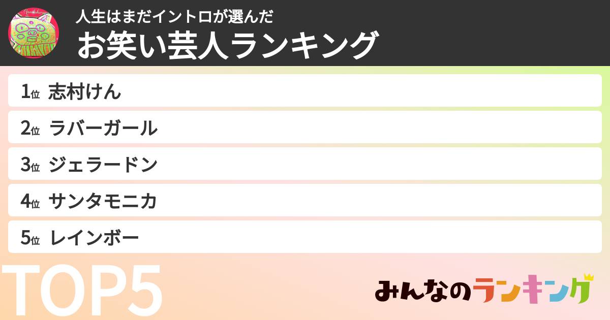 人生はまだイントロさんの「お笑い芸人ランキング」