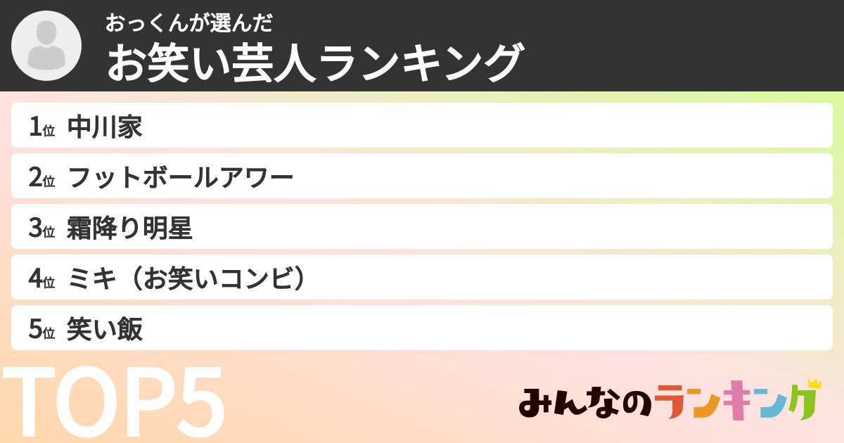 おっくんさんの「お笑い芸人ランキング」