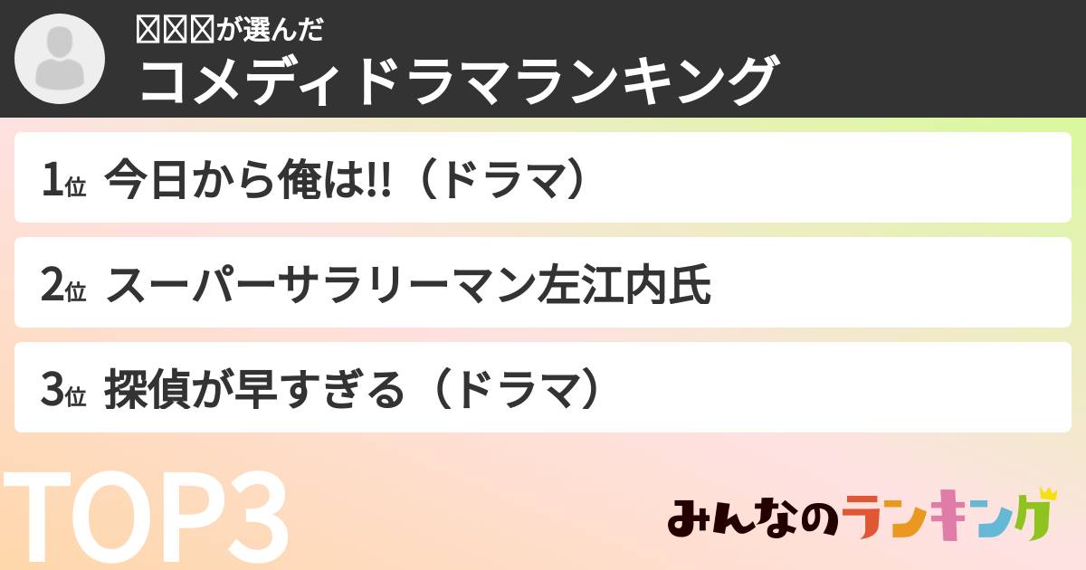 𝐌𝐢𝐨さんの「コメディドラマランキング」