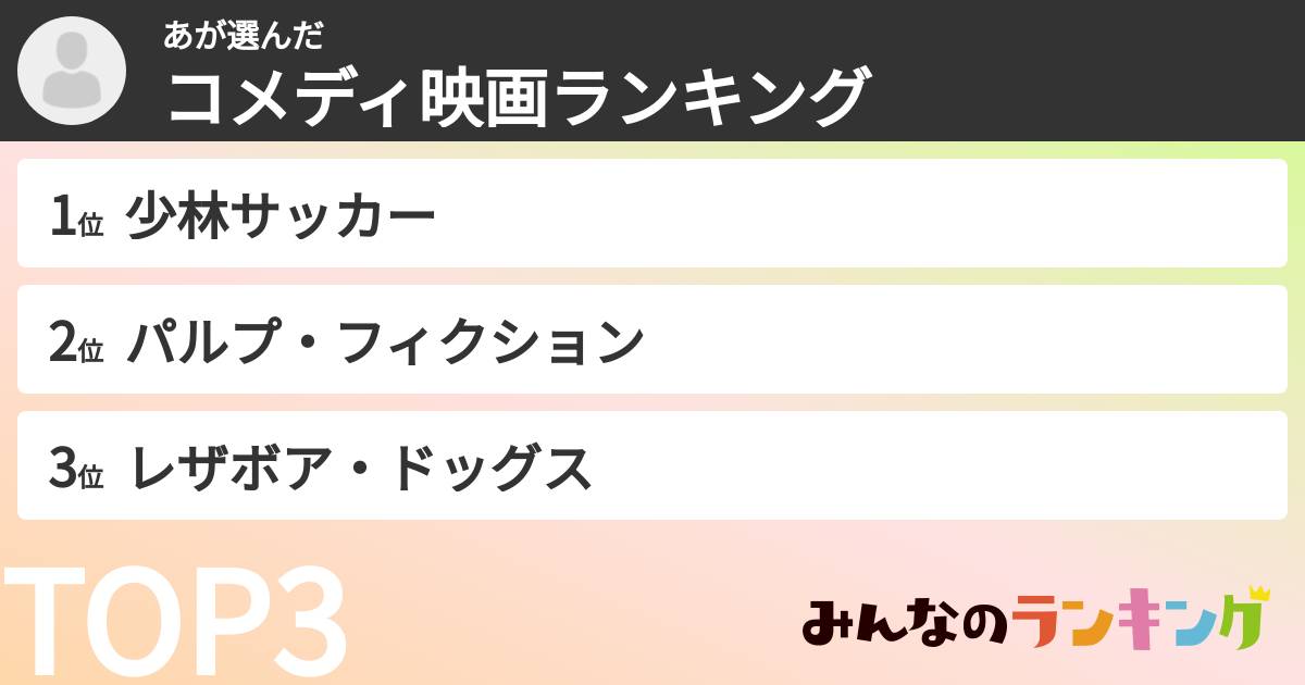 あさんの「コメディ映画ランキング」