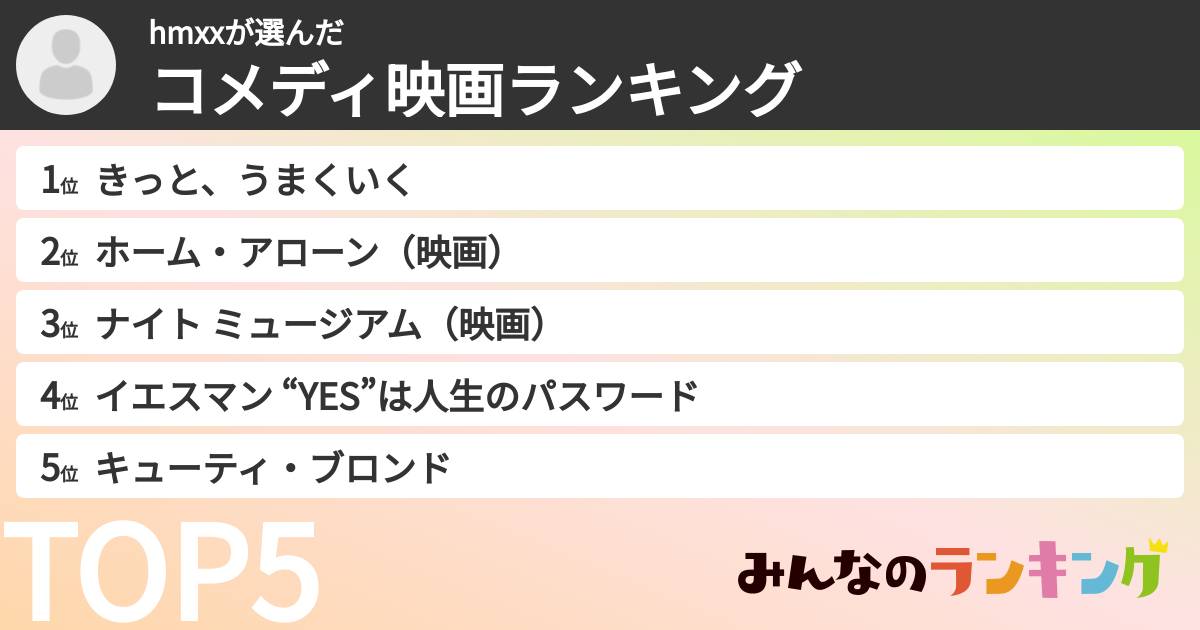 hmxxさんの「コメディ映画ランキング」