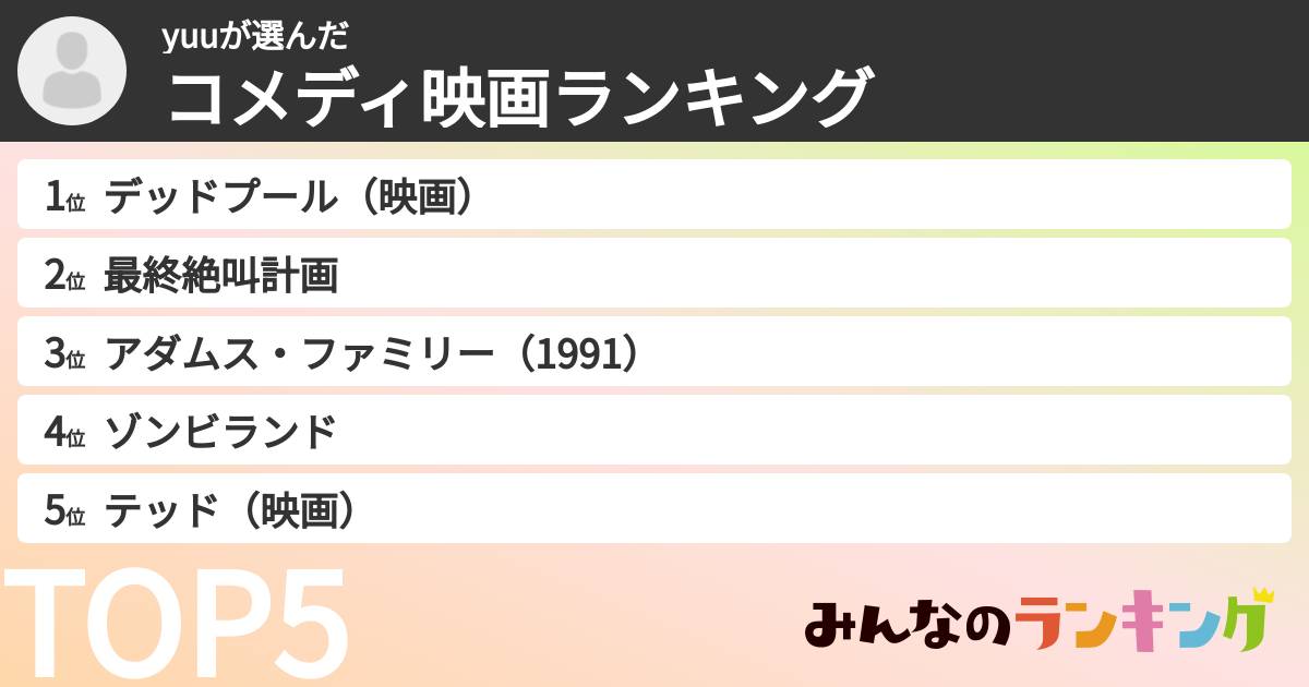 yuuさんの「コメディ映画ランキング」