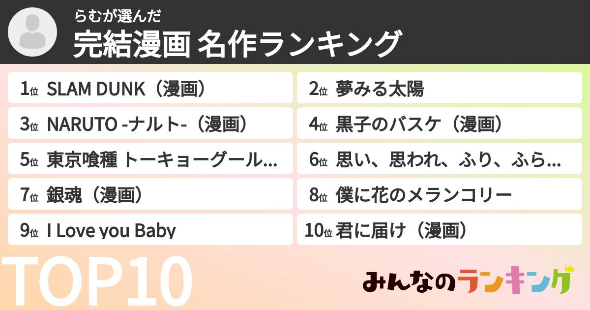 らむさんの「完結漫画 名作ランキング」