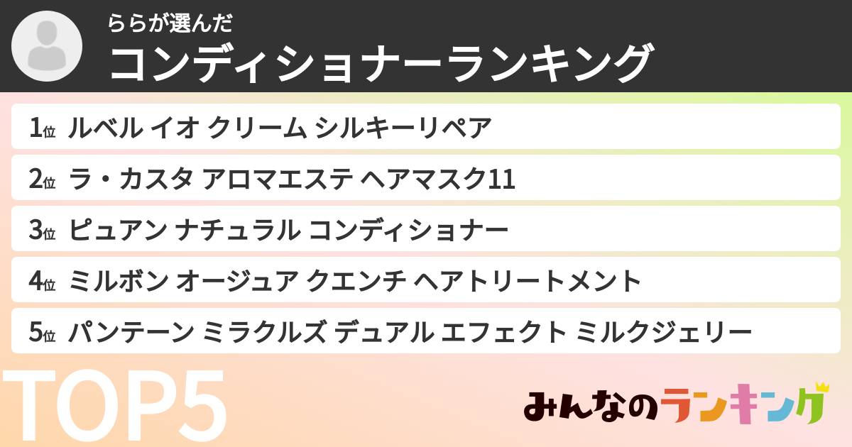 ららさんの「コンディショナーランキング」