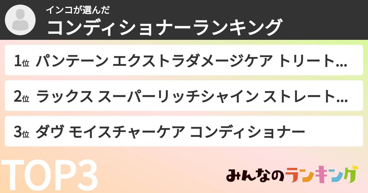 インコさんの「コンディショナーランキング」