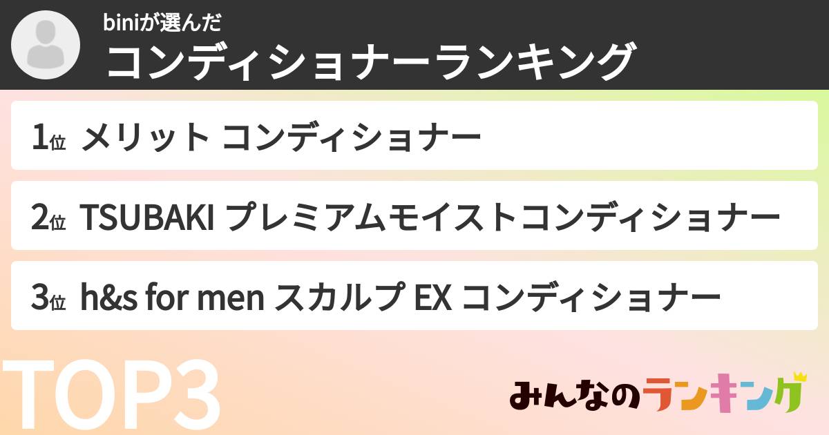 biniさんの「コンディショナーランキング」