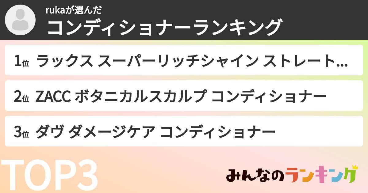 rukaさんの「コンディショナーランキング」