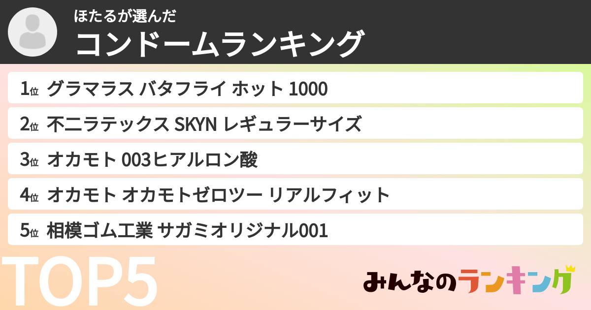 ほたるさんの「コンドームランキング」