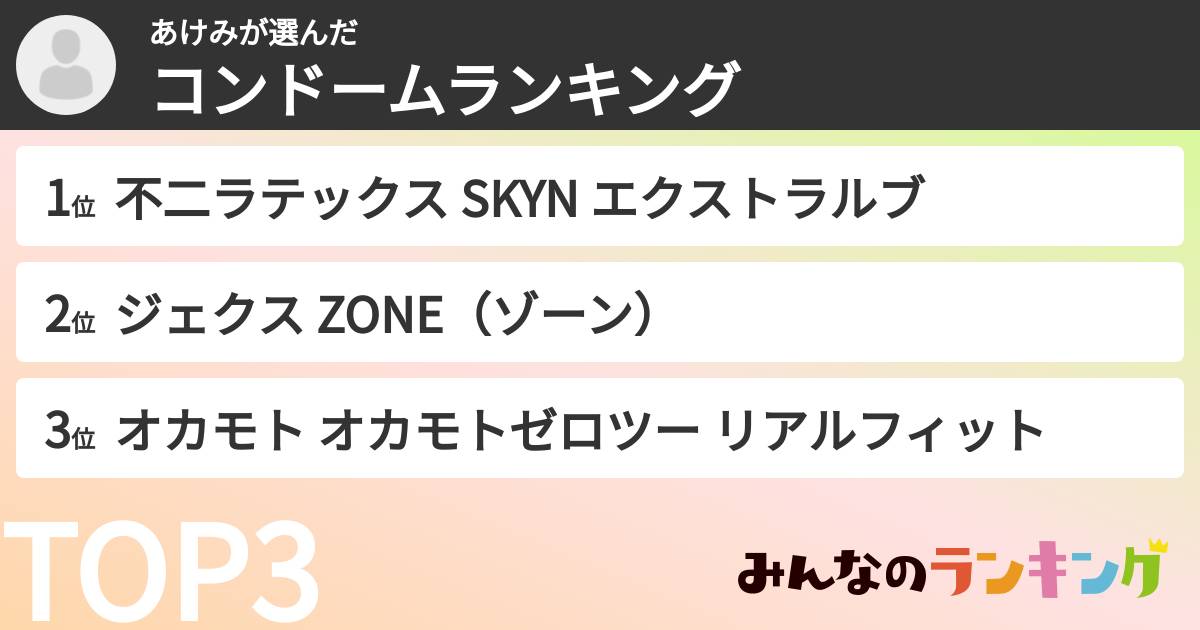 あけみさんの「コンドームランキング」